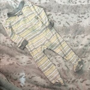 Burt’s Bees Striped Gray and Yellow Kids One Piece